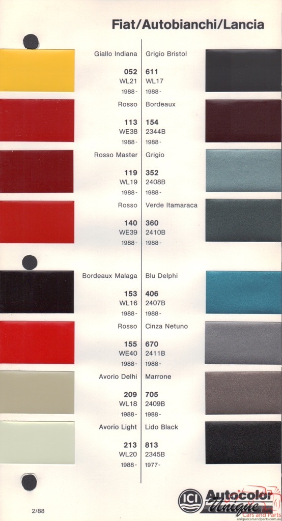 1988-1992 Fiat Paint Charts Autocolor